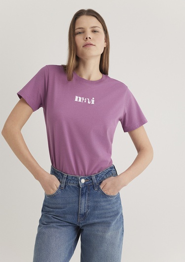  Mavi Mavi Baskılı Pembe Tişört Regular Fit / Normal Kesim 1612241-70987