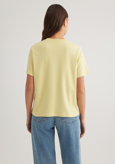  Mavi Mavi Logo Baskılı Sarı Tişört Loose Fit / Bol Rahat Kesim 1612829-71303