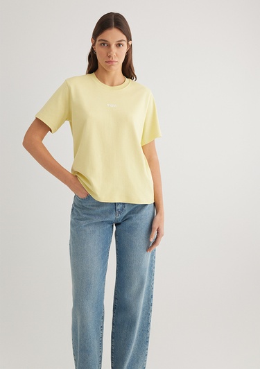  Mavi Mavi Logo Baskılı Sarı Tişört Loose Fit / Bol Rahat Kesim 1612829-71303