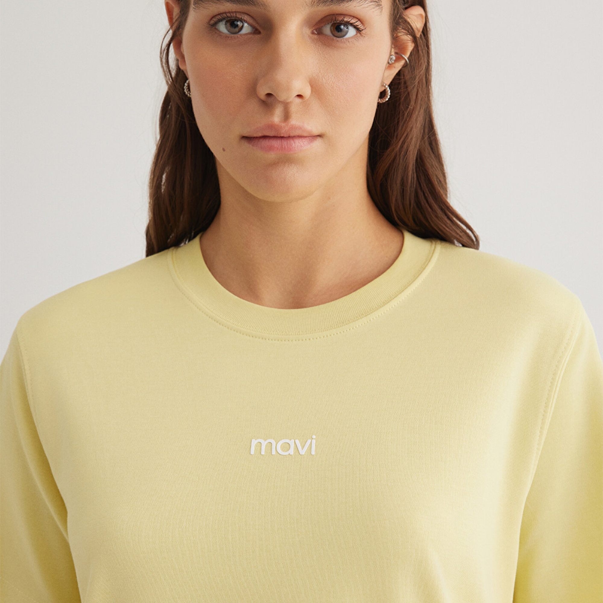 Mavi Mavi Logo Baskılı Sarı Tişört Loose Fit / Bol Rahat Kesim 1612829-71303