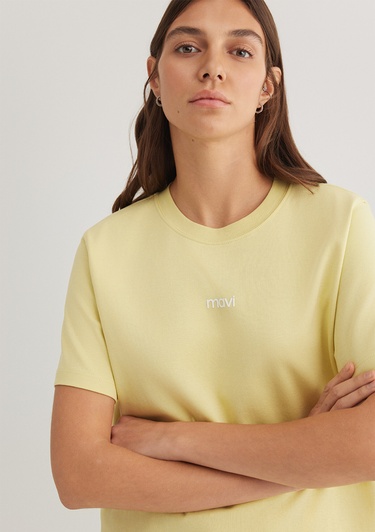  Mavi Mavi Logo Baskılı Sarı Tişört Loose Fit / Bol Rahat Kesim 1612829-71303