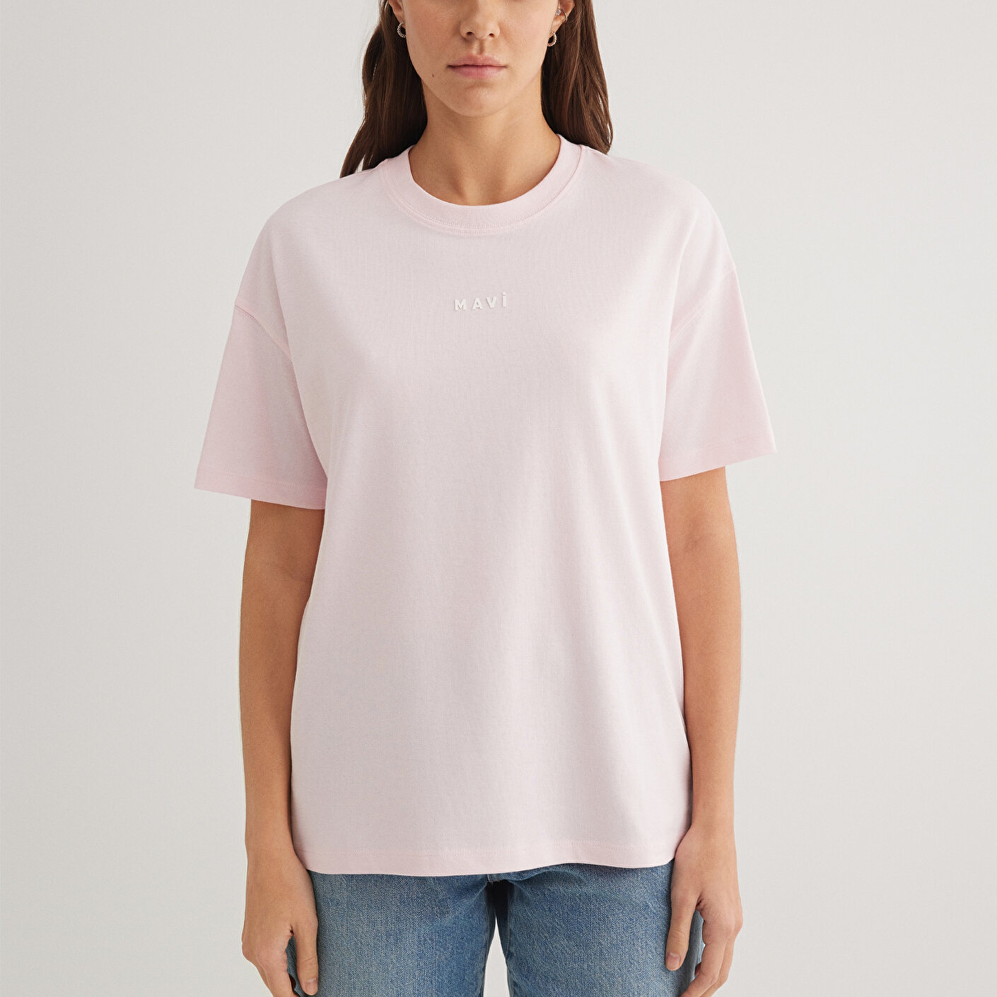 Mavi Mavi Baskılı Pembe Tişört Loose Fit / Bol Rahat Kesim 1612518-89200