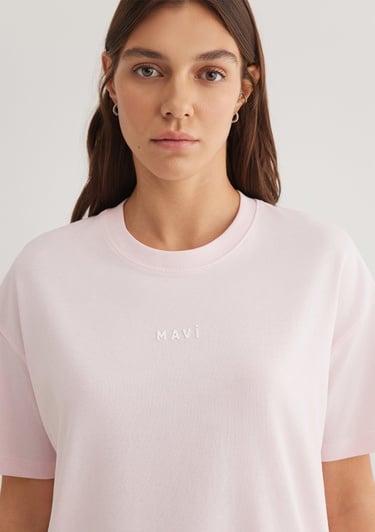  Mavi Mavi Baskılı Pembe Tişört Loose Fit / Bol Rahat Kesim 1612518-89200