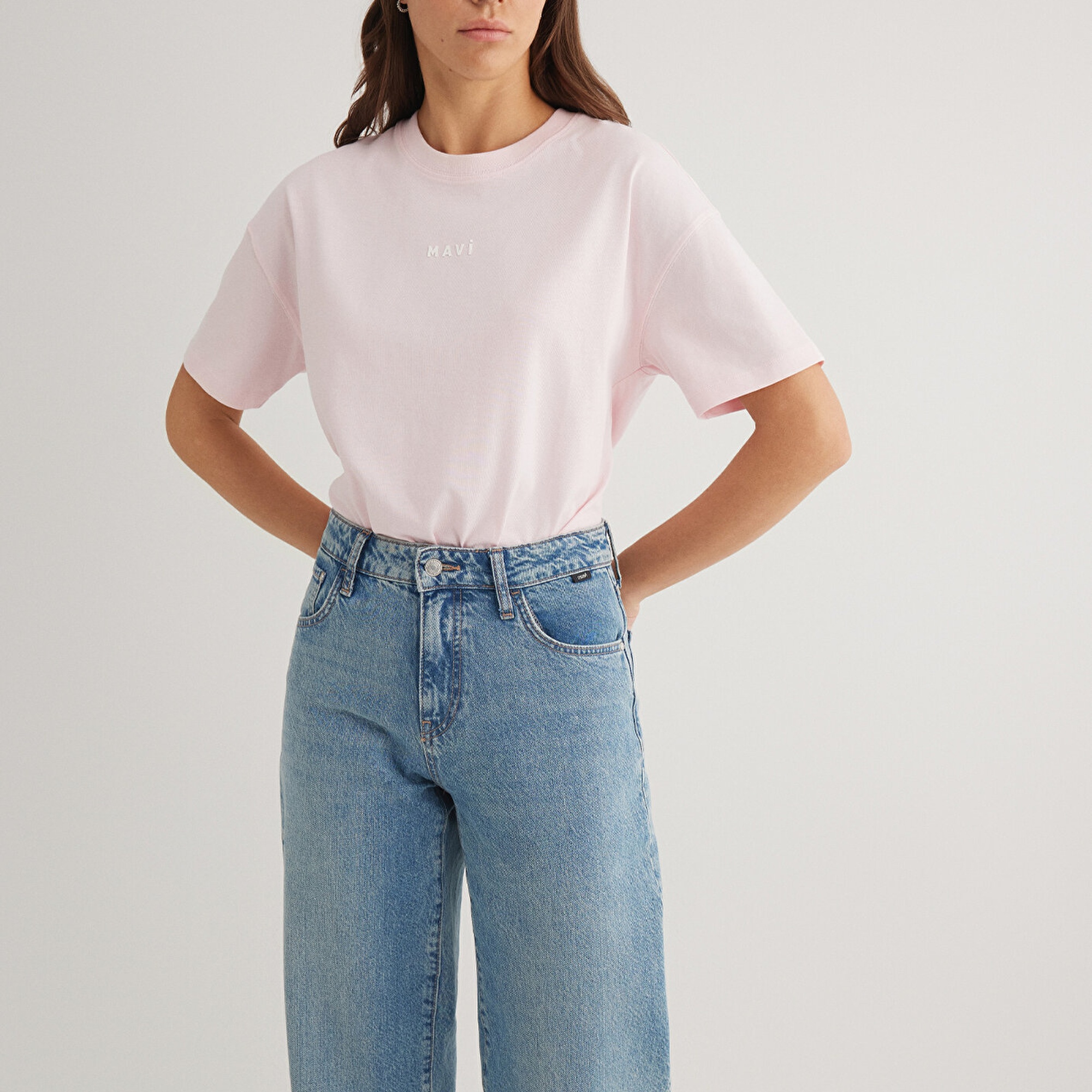 Mavi Mavi Baskılı Pembe Tişört Loose Fit / Bol Rahat Kesim 1612518-89200