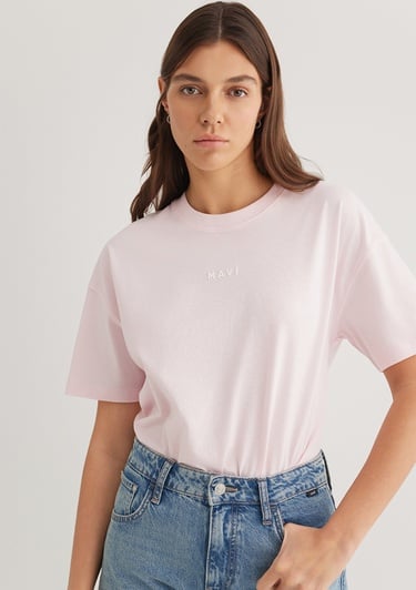  Mavi Mavi Baskılı Pembe Tişört Loose Fit / Bol Rahat Kesim 1612518-89200