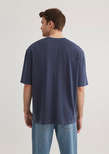  Mavi Cep Detaylı Lacivert Tişört Loose Fit / Bol Rahat Kesim 0612502-82183