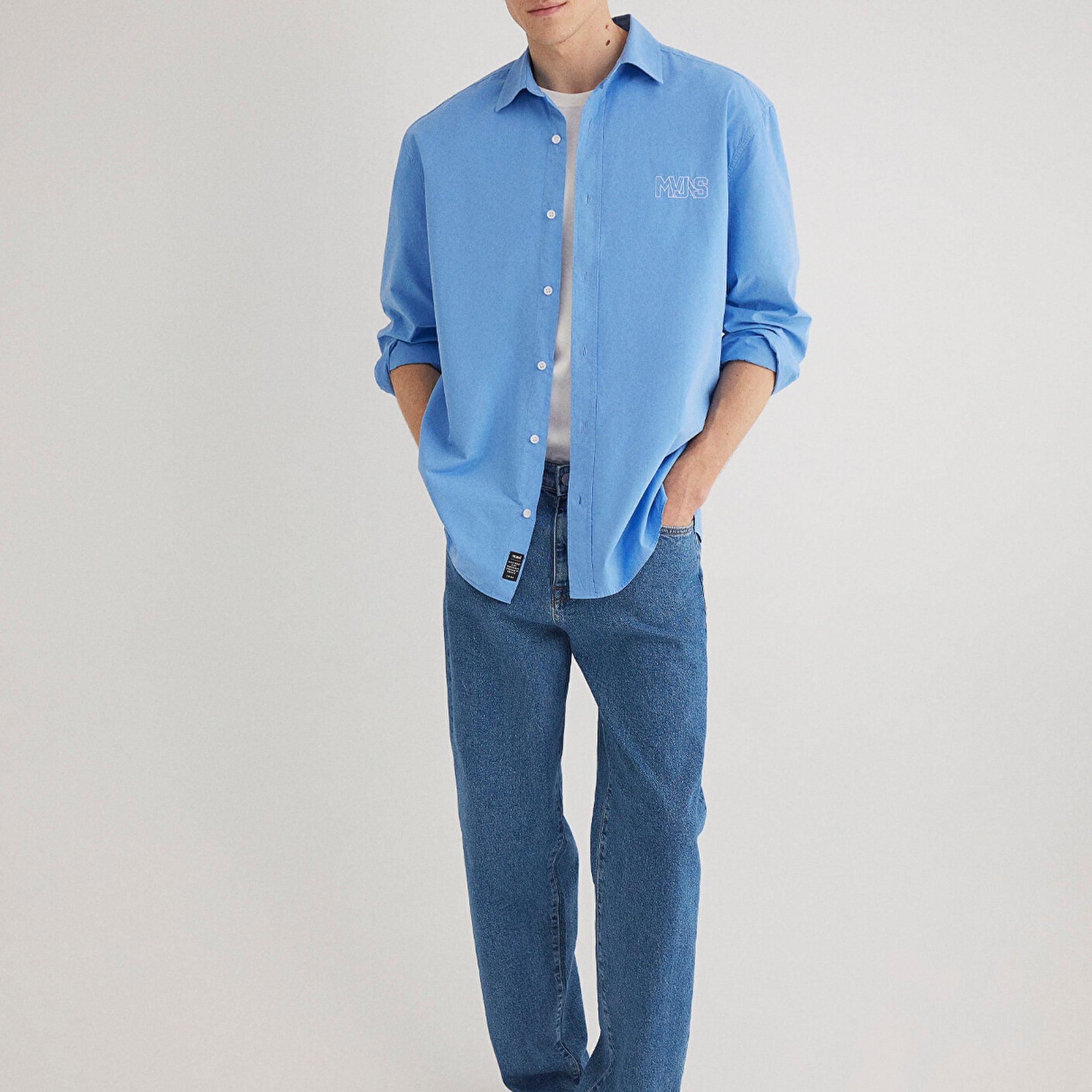 Mavi MVJNS Nakışlı Mavi Gömlek Loose Fit / Bol Rahat Kesim 0211432-70874