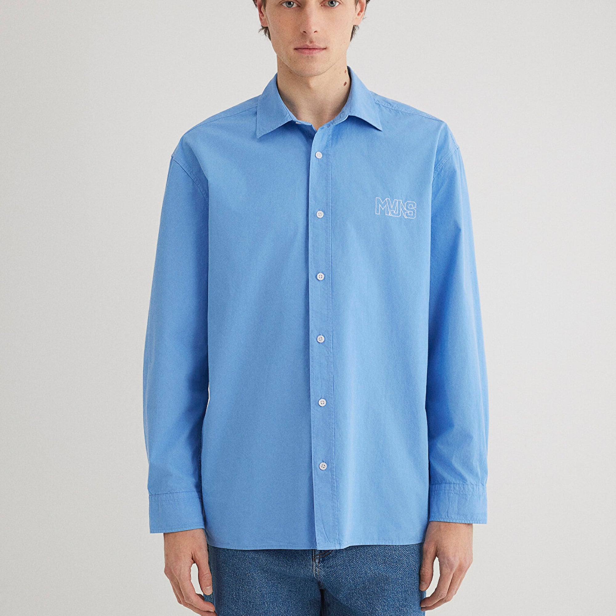 Mavi MVJNS Nakışlı Mavi Gömlek Loose Fit / Bol Rahat Kesim 0211432-70874