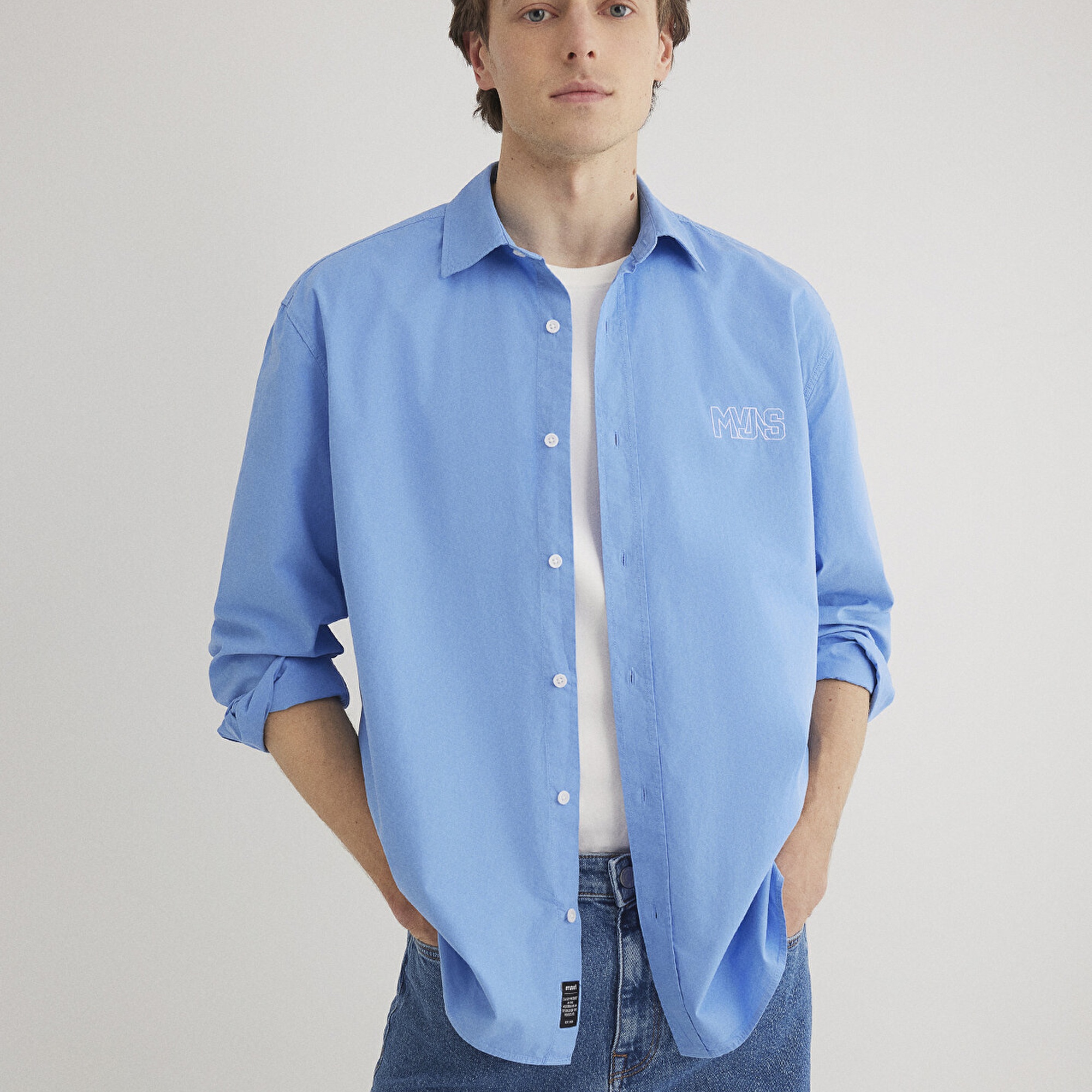 Mavi MVJNS Nakışlı Mavi Gömlek Loose Fit / Bol Rahat Kesim 0211432-70874