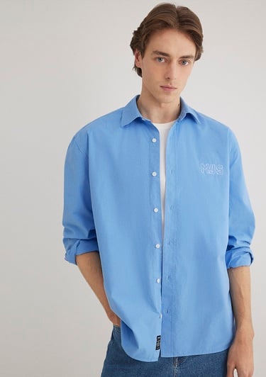  Mavi MVJNS Nakışlı Mavi Gömlek Loose Fit / Bol Rahat Kesim 0211432-70874