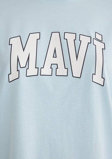  Mavi Mavi Logo Baskılı Mavi Tişört Oversize / Geniş Kesim 1600843-70806