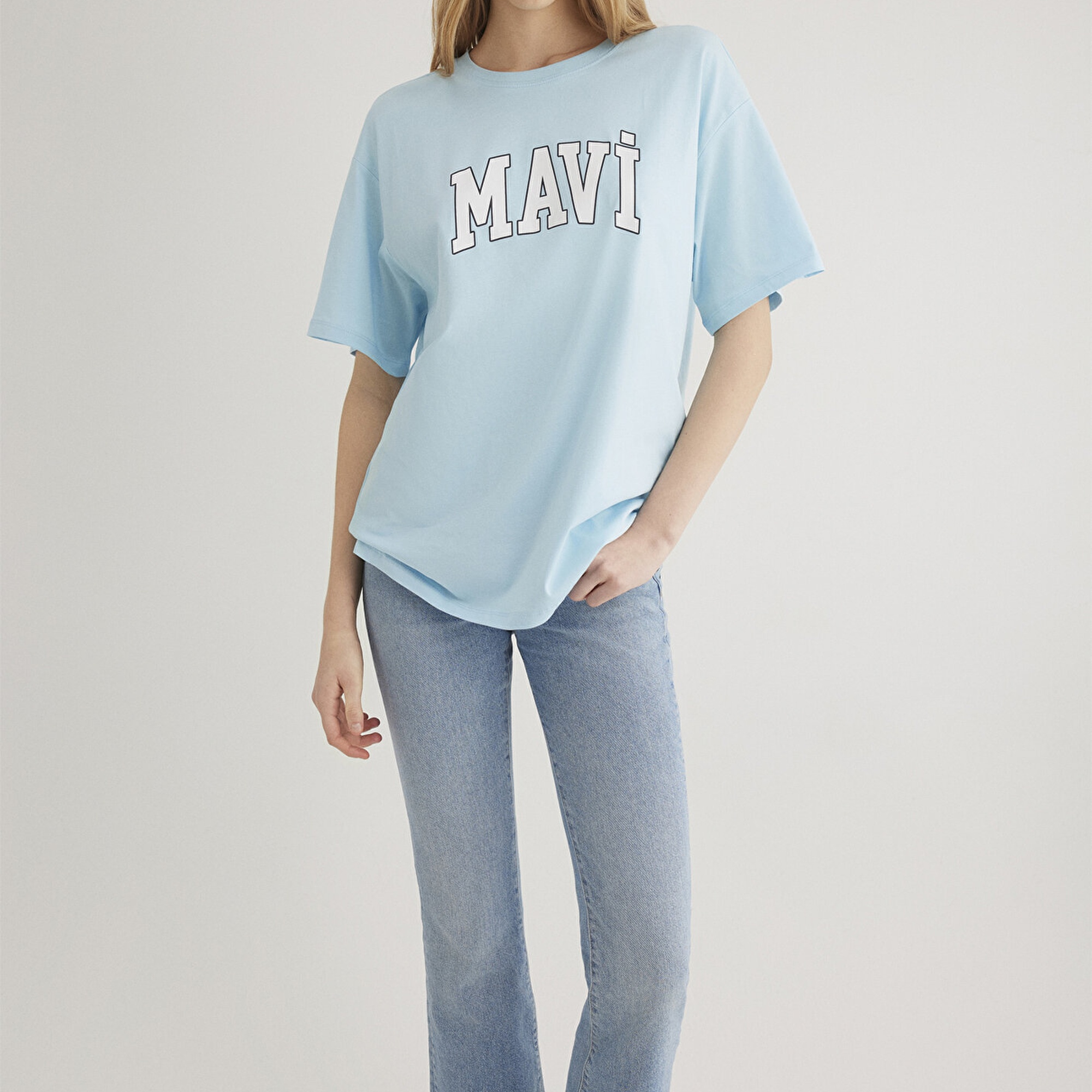 Mavi Mavi Logo Baskılı Mavi Tişört Oversize / Geniş Kesim 1600843-70806