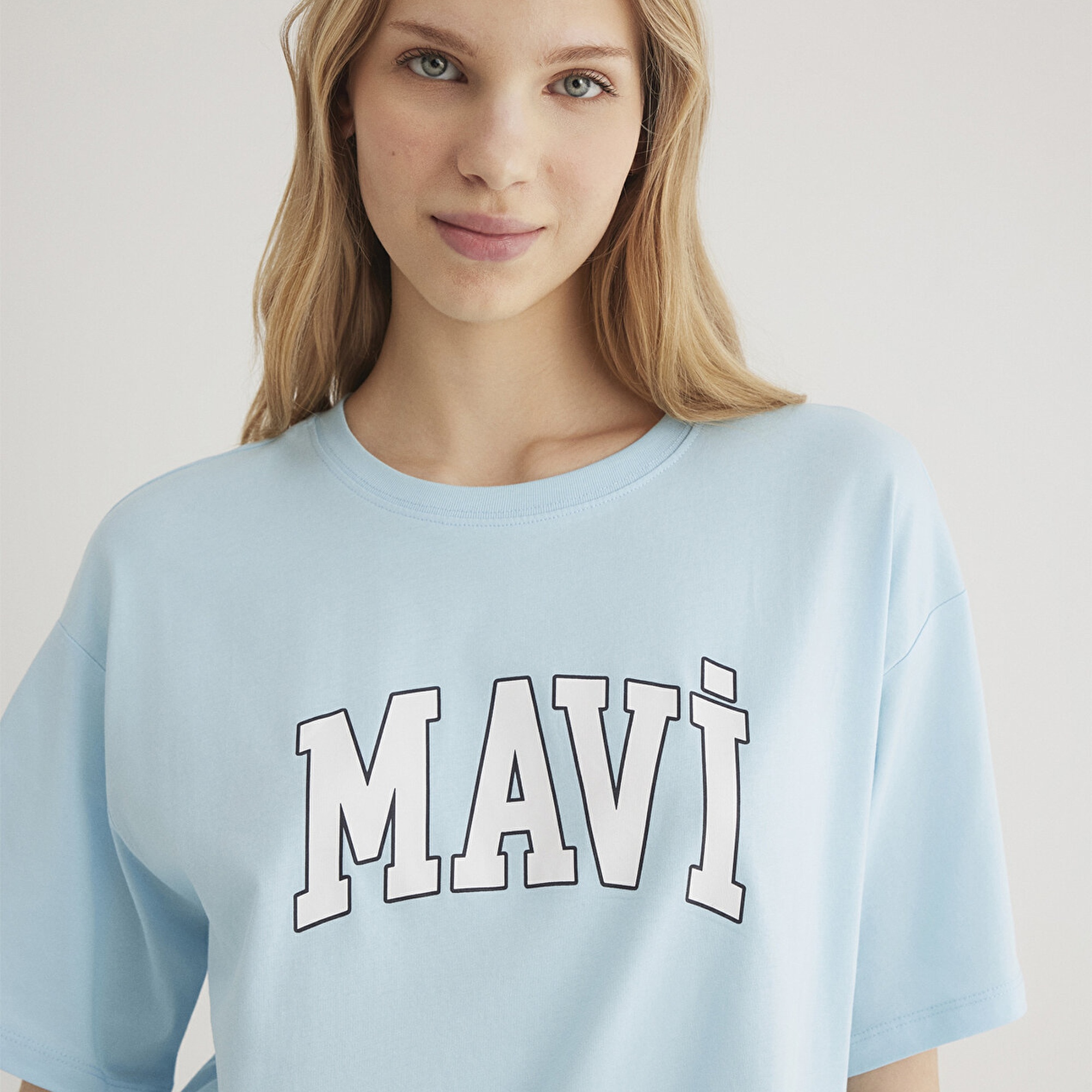 Mavi Mavi Logo Baskılı Mavi Tişört Oversize / Geniş Kesim 1600843-70806