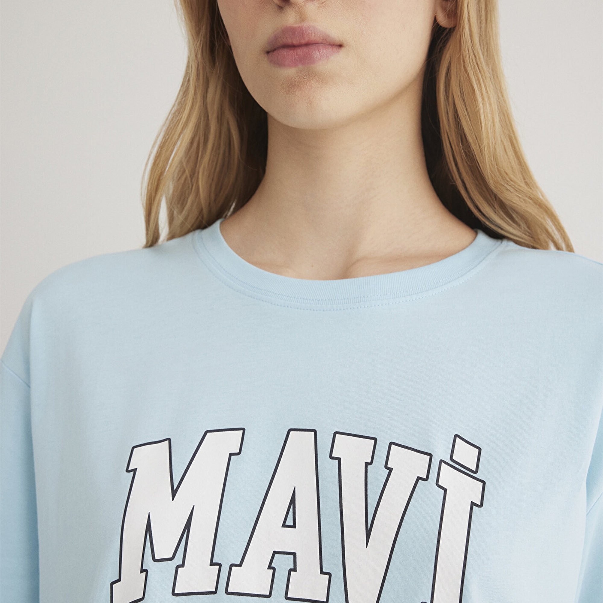 Mavi Mavi Logo Baskılı Mavi Tişört Oversize / Geniş Kesim 1600843-70806