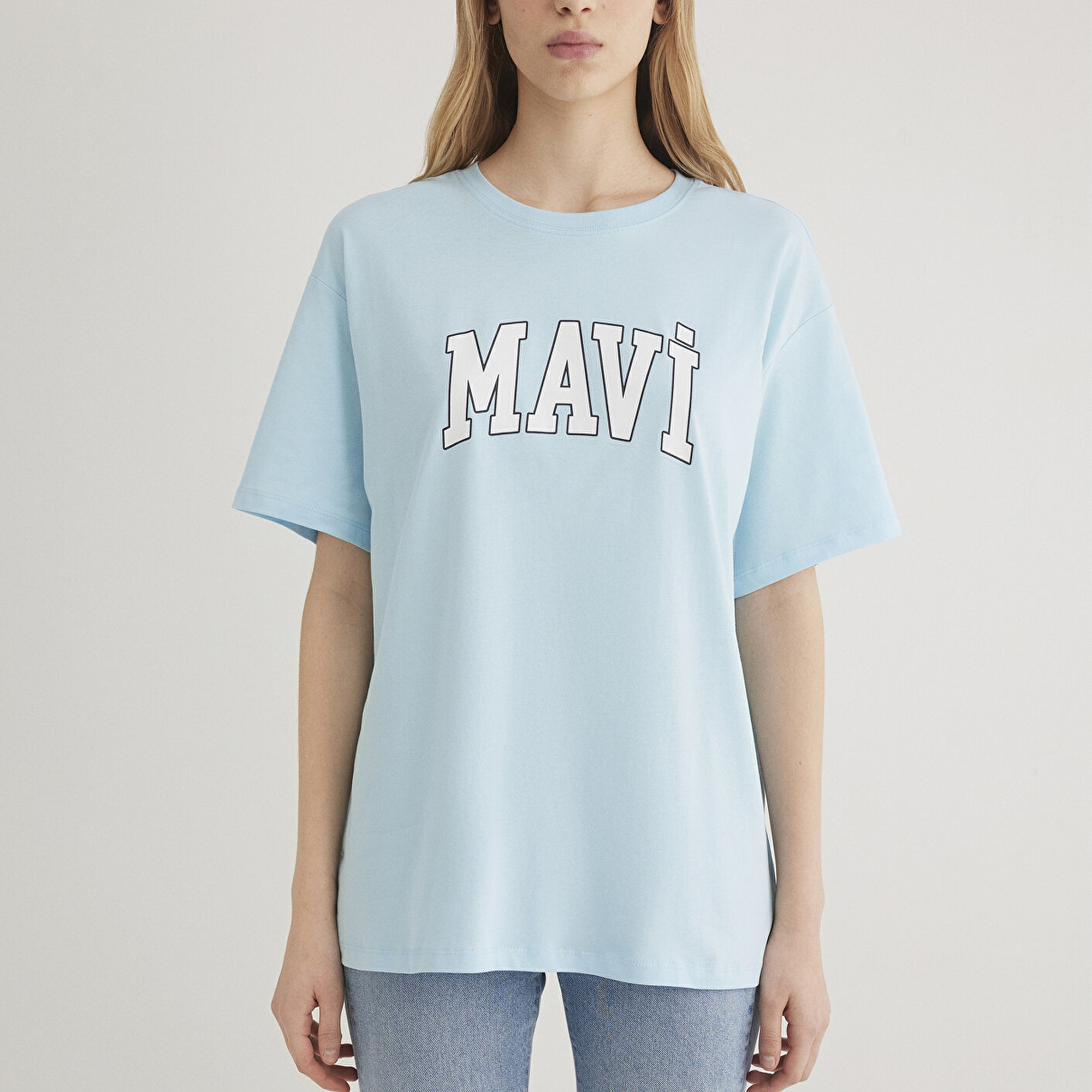 Mavi Mavi Logo Baskılı Mavi Tişört Oversize / Geniş Kesim 1600843-70806