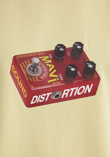  Mavi Müzik Baskılı Sarı Tişört Loose Fit / Bol Rahat Kesim 0612485-84567