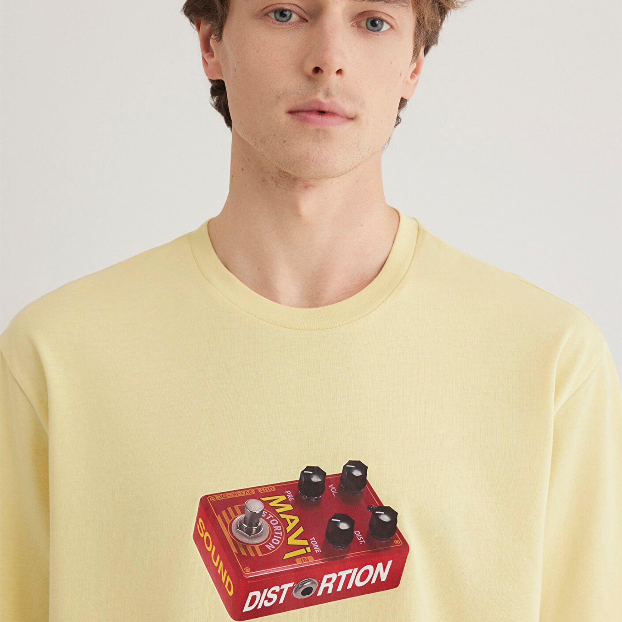 Mavi Müzik Baskılı Sarı Tişört Loose Fit / Bol Rahat Kesim 0612485-84567