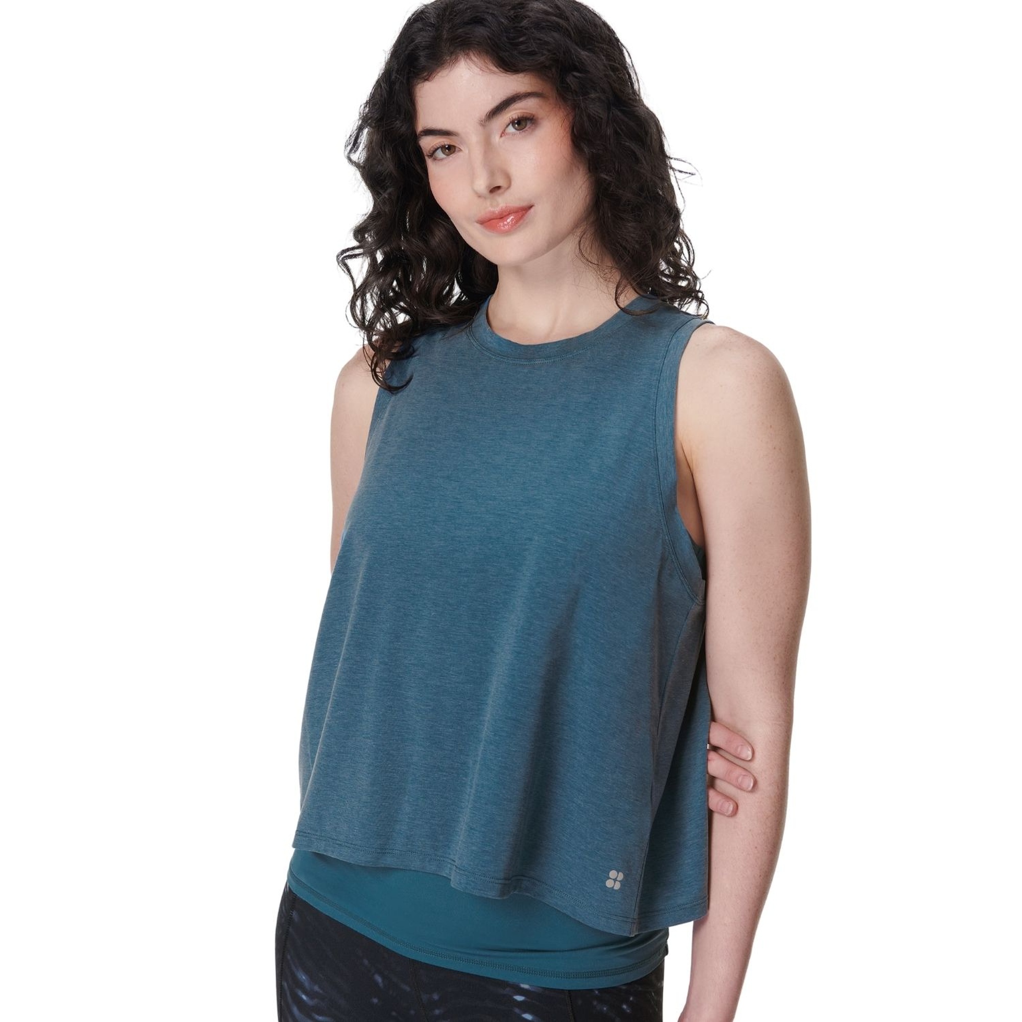 Sweaty Betty Soft Flow Double Up Tank Kadın Mavi Fitness Bra