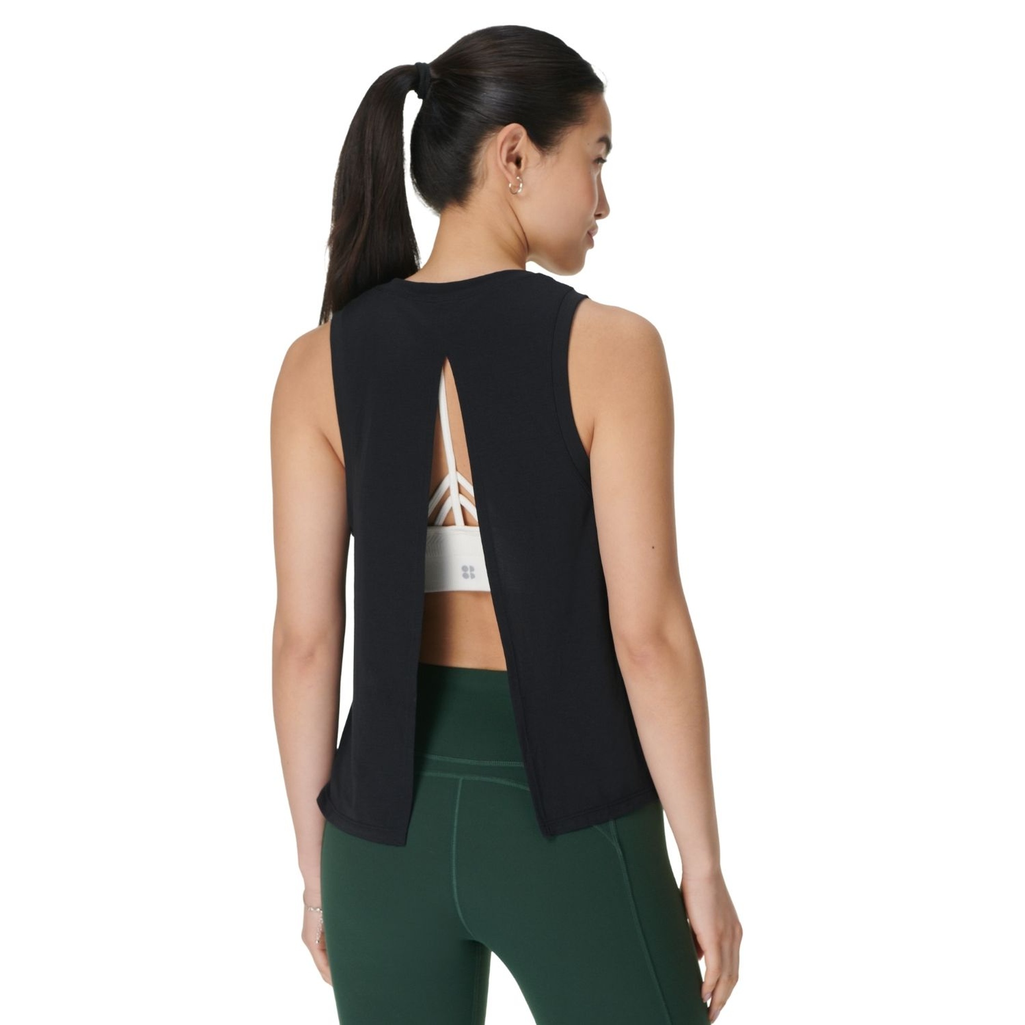 Sweaty Betty Soft Flow Double Up Tank Kadın Siyah Fitness Bra