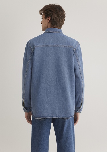  Mavi Jeremy Classic Denim Süni Kürklü Indigo Mavisi Jean Gömlek Oversize / Geniş Kesim 0211186-88559