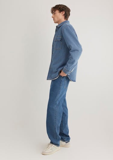  Mavi Jeremy Classic Denim Süni Kürklü Indigo Mavisi Jean Gömlek Oversize / Geniş Kesim 0211186-88559