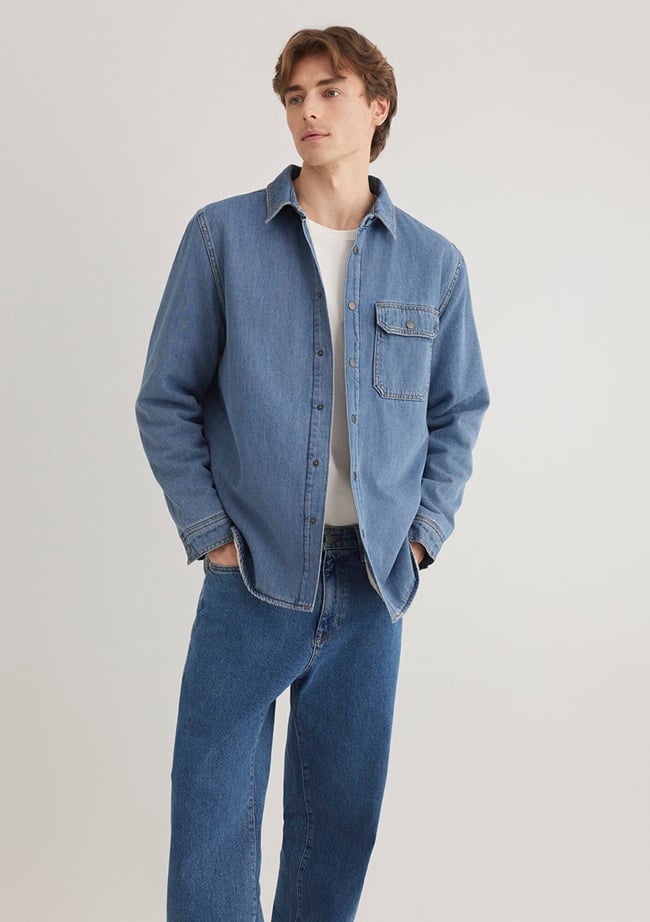  Mavi Jeremy Classic Denim Süni Kürklü Indigo Mavisi Jean Gömlek Oversize / Geniş Kesim 0211186-88559