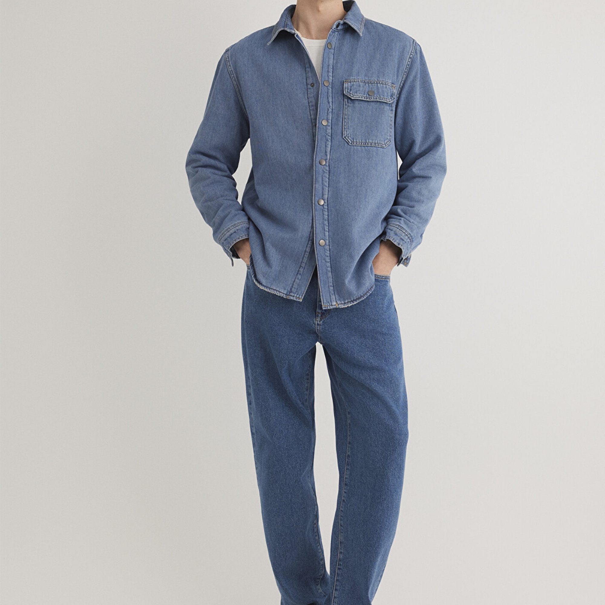 Mavi Jeremy Classic Denim Süni Kürklü Indigo Mavisi Jean Gömlek Oversize / Geniş Kesim 0211186-88559