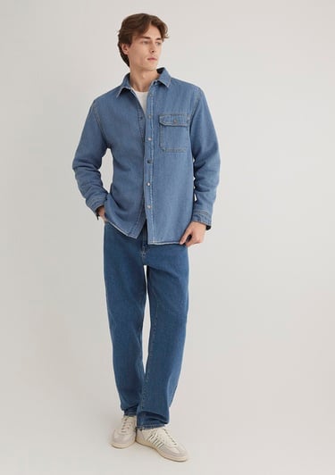  Mavi Jeremy Classic Denim Süni Kürklü Indigo Mavisi Jean Gömlek Oversize / Geniş Kesim 0211186-88559