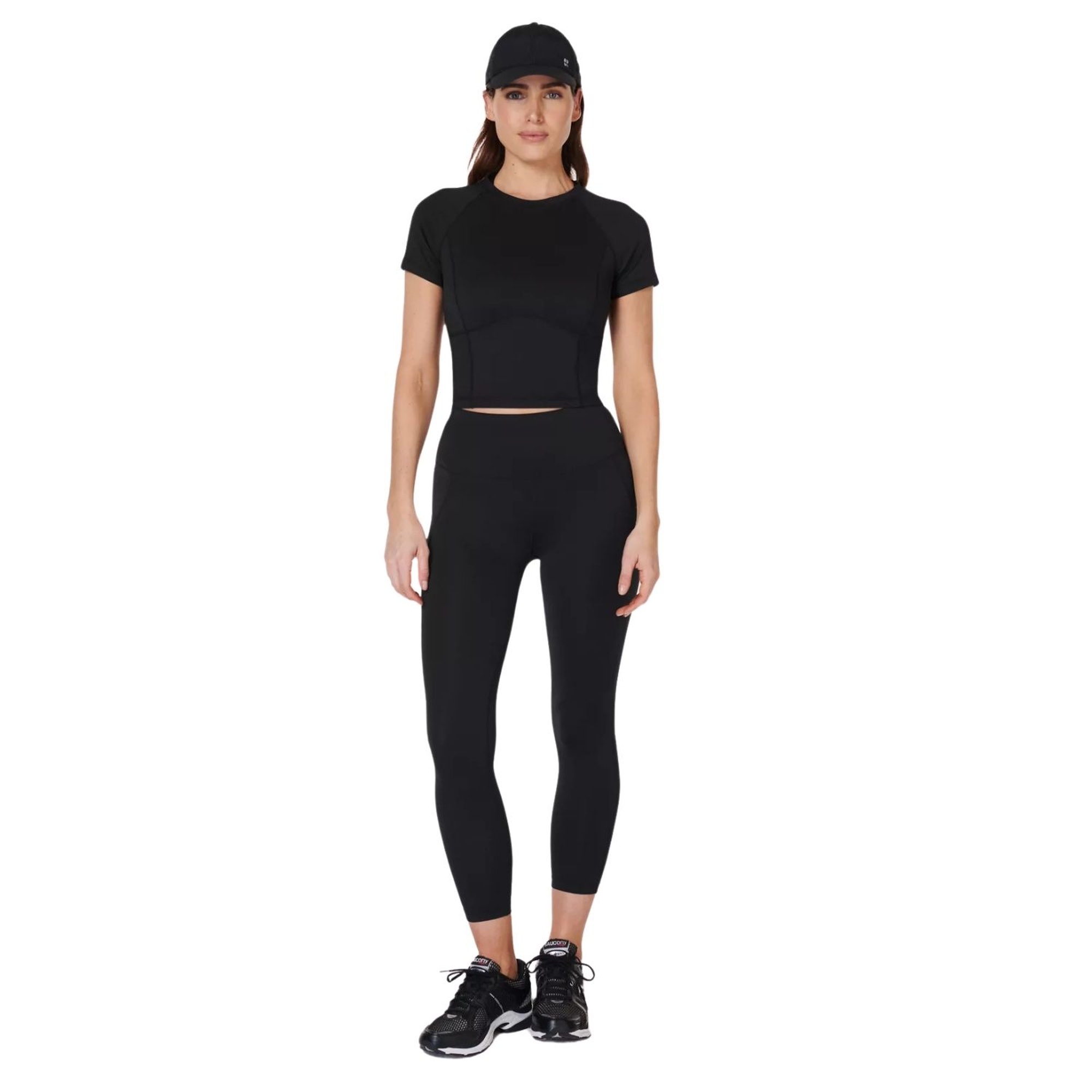 Sweaty Betty All Day Cropped T-shirt Kadın Siyah Şort