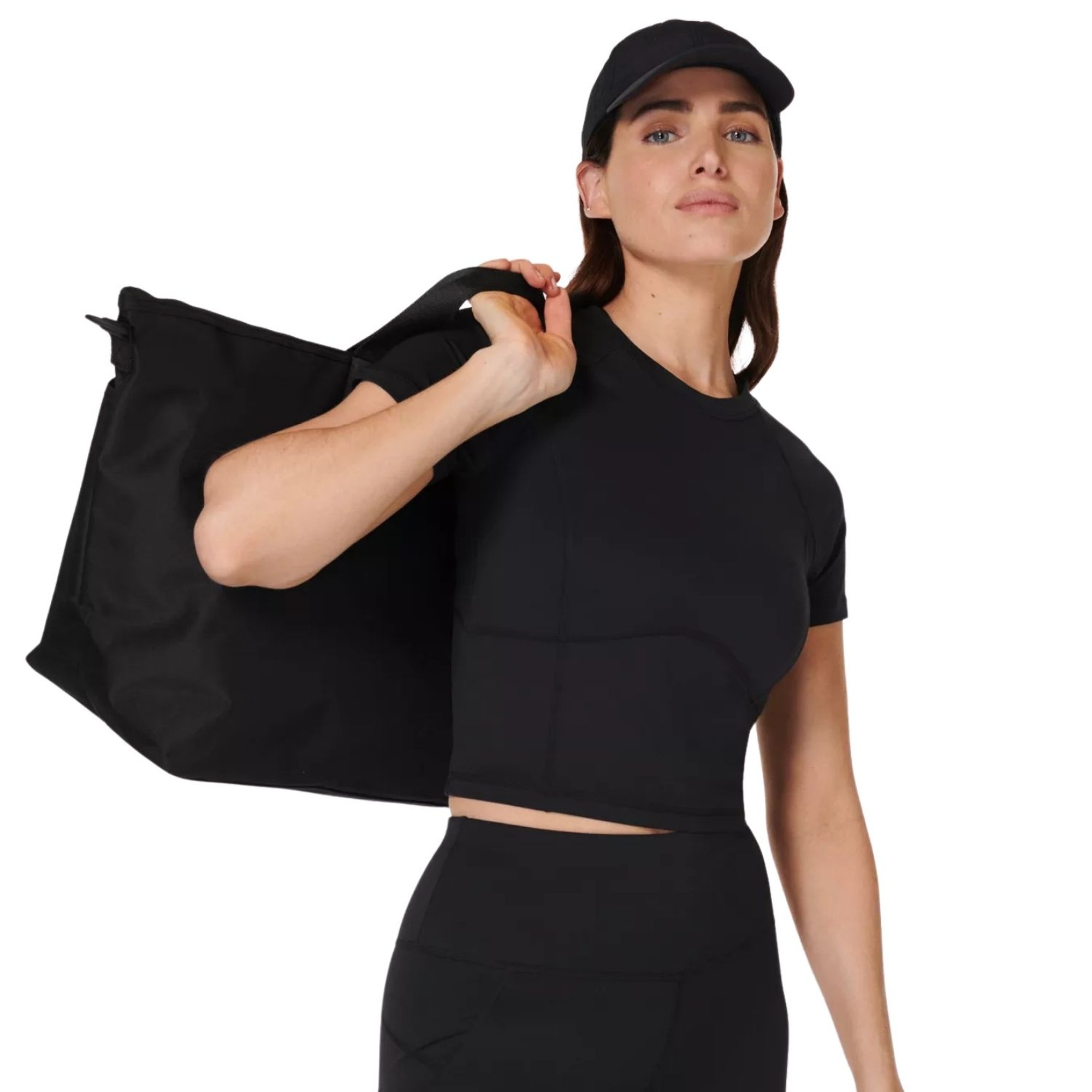 Sweaty Betty All Day Cropped T-shirt Kadın Siyah Şort