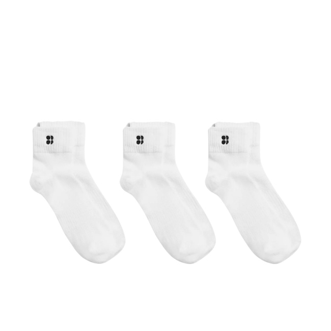  Sweaty Betty Essentials Mini Crew Socks 3 P Kadın Beyaz Çorap