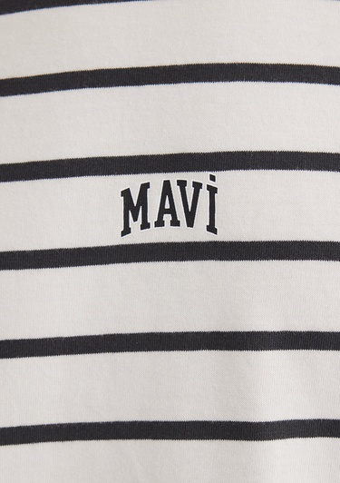 Mavi Mavi Logo Baskılı Beyaz Tişört Loose Fit / Bol Rahat Kesim 0612420-86678
