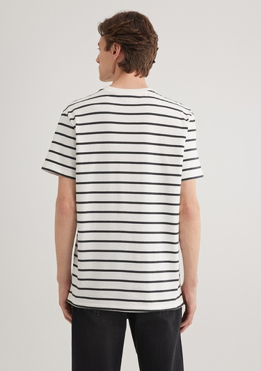  Mavi Mavi Logo Baskılı Beyaz Tişört Loose Fit / Bol Rahat Kesim 0612420-86678