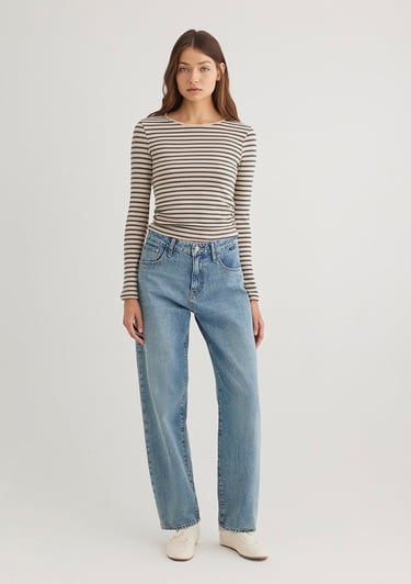  Mavi Çizgili Antrasit Tişört Slim Fit / Dar Kesim 1612648-88032