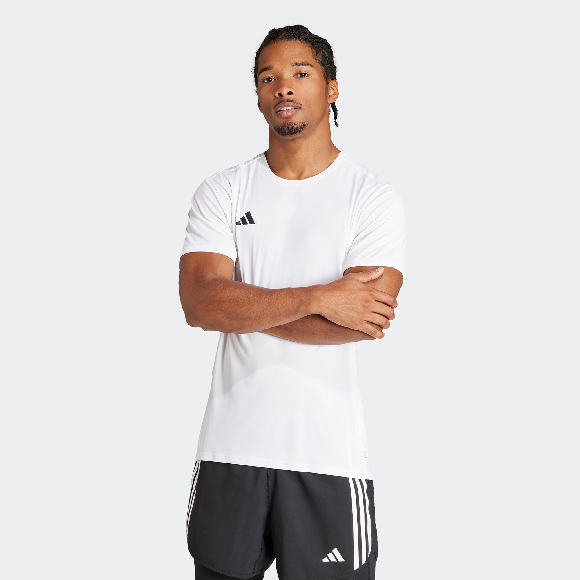  adidas Adizero Essentials Erkek Beyaz Koşu T-Shirt
