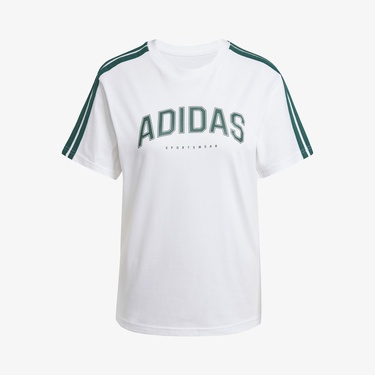  adidas Lounge Soft Side Graphic Kadın Beyaz T-Shirt