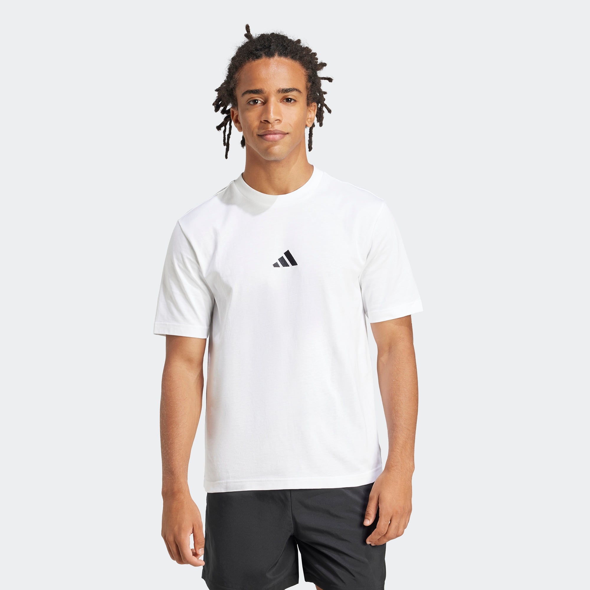 adidas Essentials Small Logo Single Erkek Beyaz T-Shirt