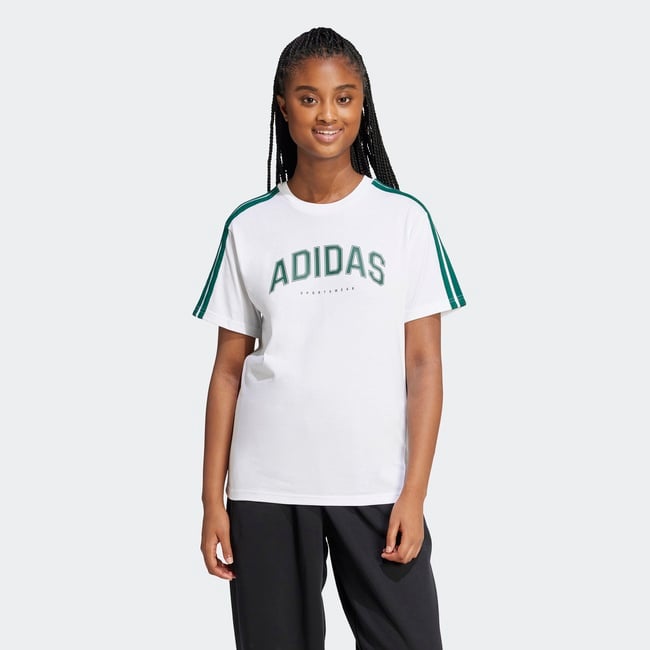  adidas Lounge Soft Side Graphic Kadın Beyaz T-Shirt