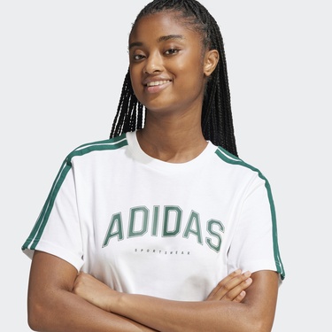  adidas Lounge Soft Side Graphic Kadın Beyaz T-Shirt