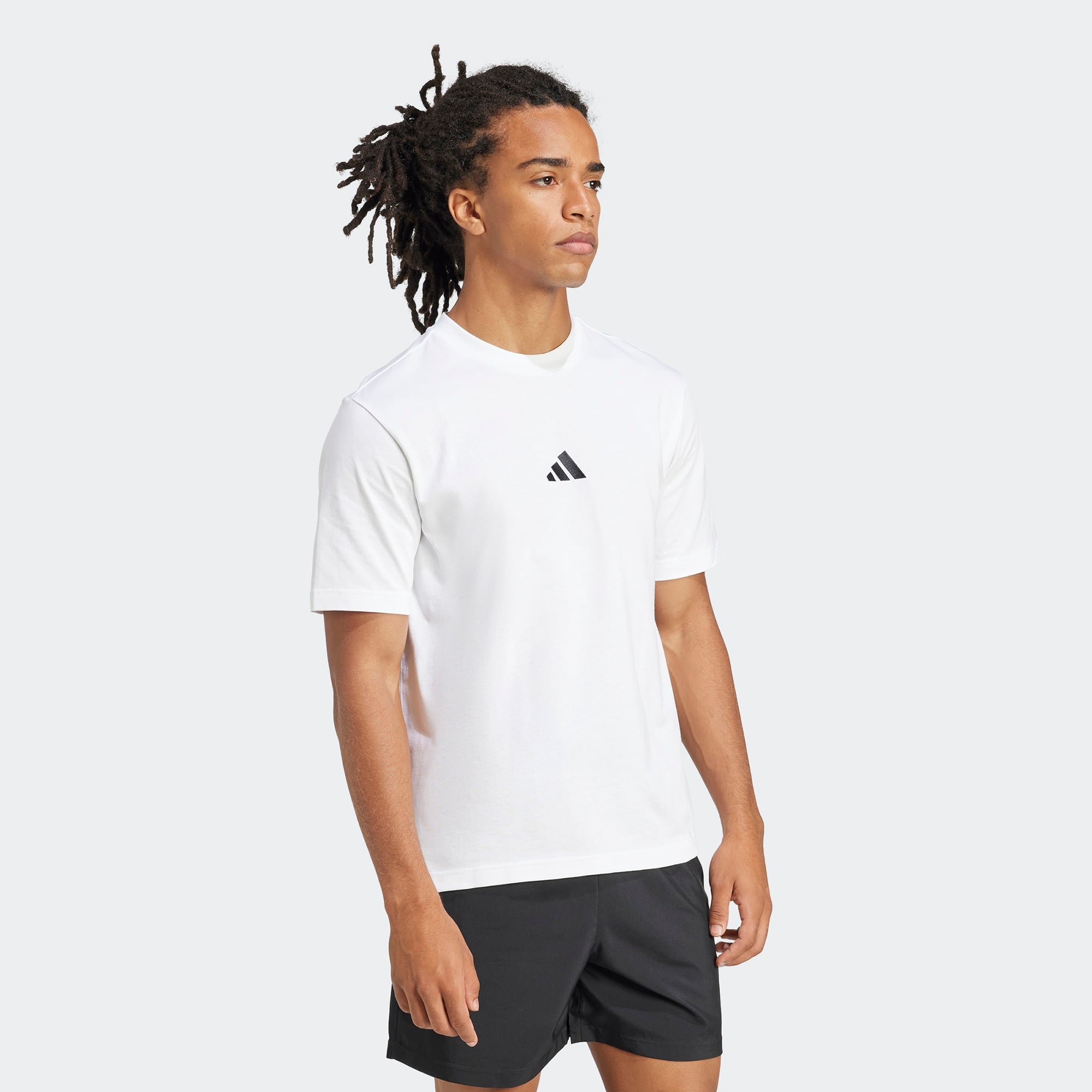adidas Essentials Small Logo Single Erkek Beyaz T-Shirt