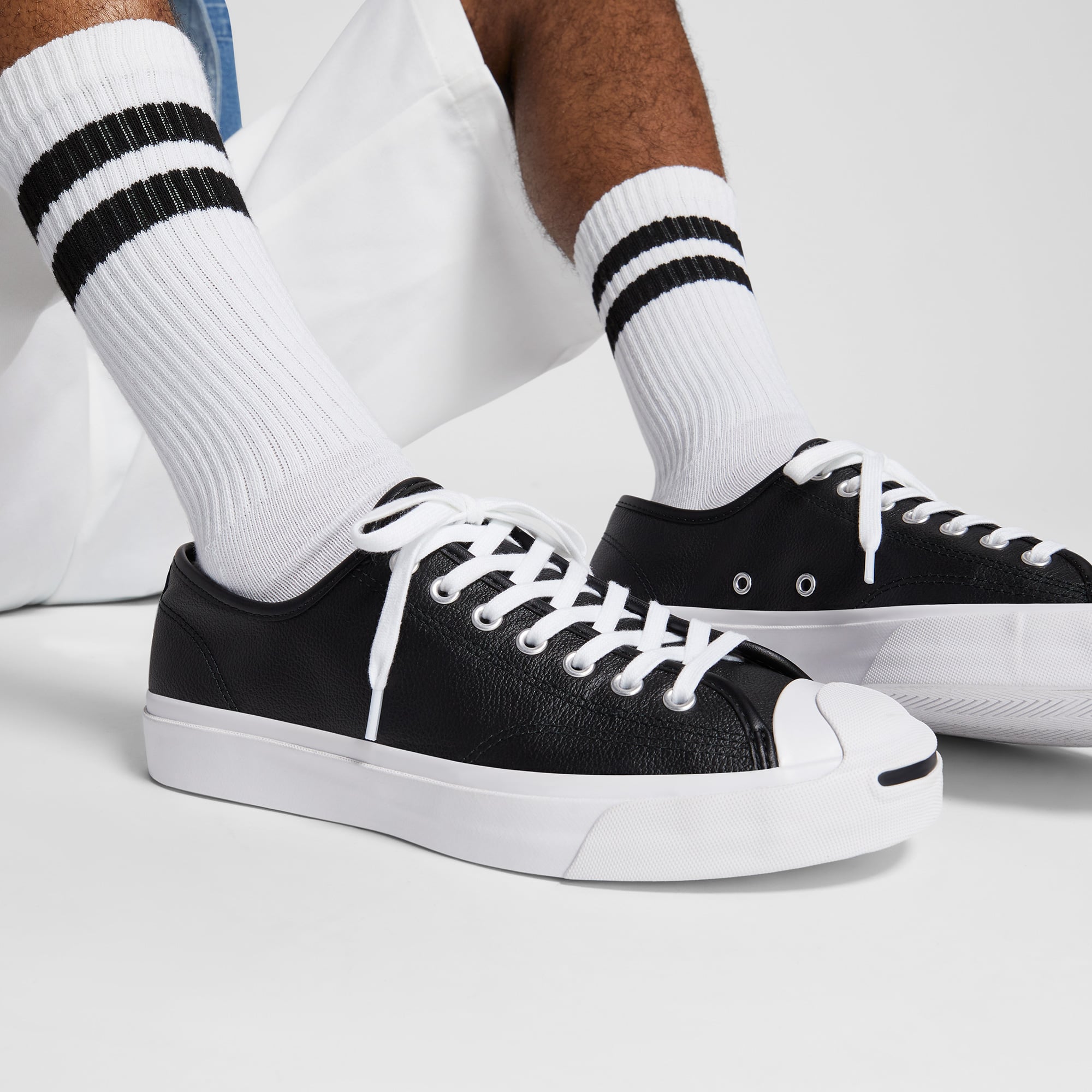 Converse Jack Purcell Unisex Siyah Deri Sneaker - Görsel 11