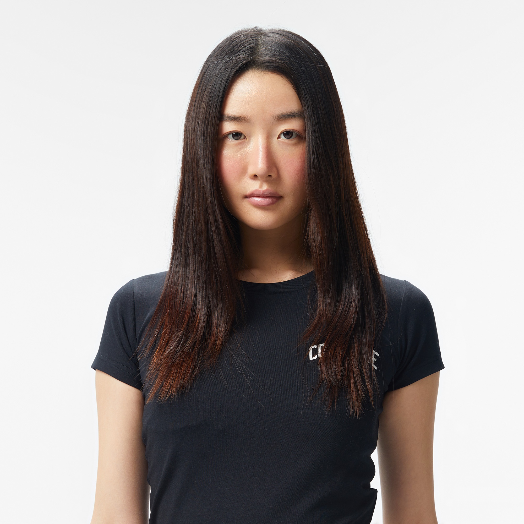 Converse Kadın Slim Fit Baskılı Siyah T-Shirt