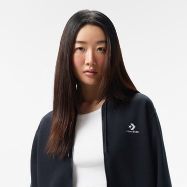  Converse Unisex Fermuarlı Siyah Eşofman Üstü