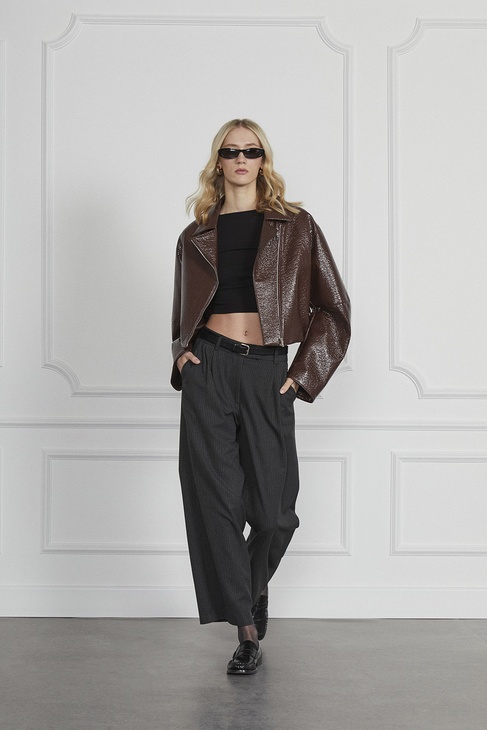  Çizgili Pileli Palazzo Pantolon