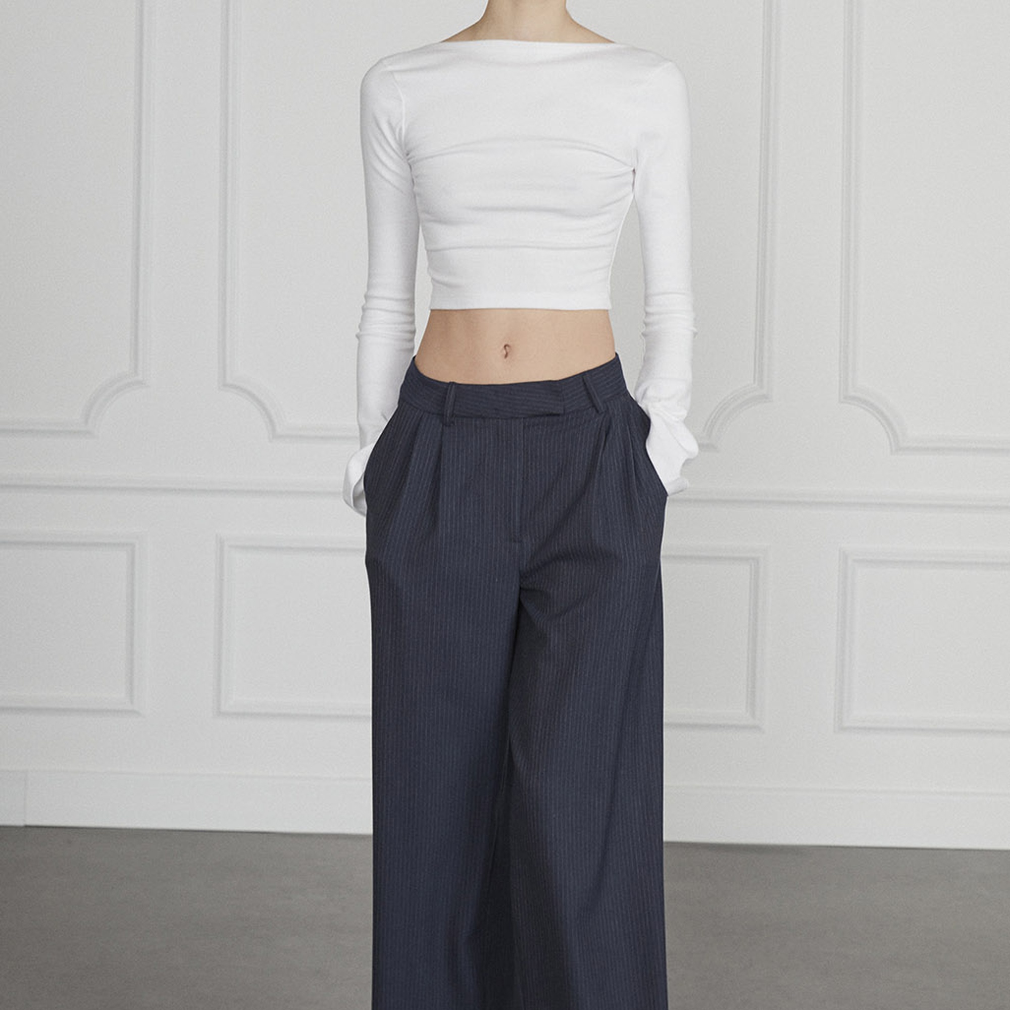 Çizgili Pileli Palazzo Pantolon