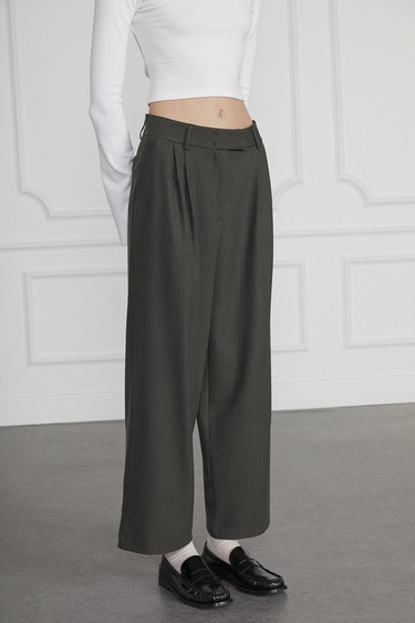  Çizgili Pileli Palazzo Pantolon