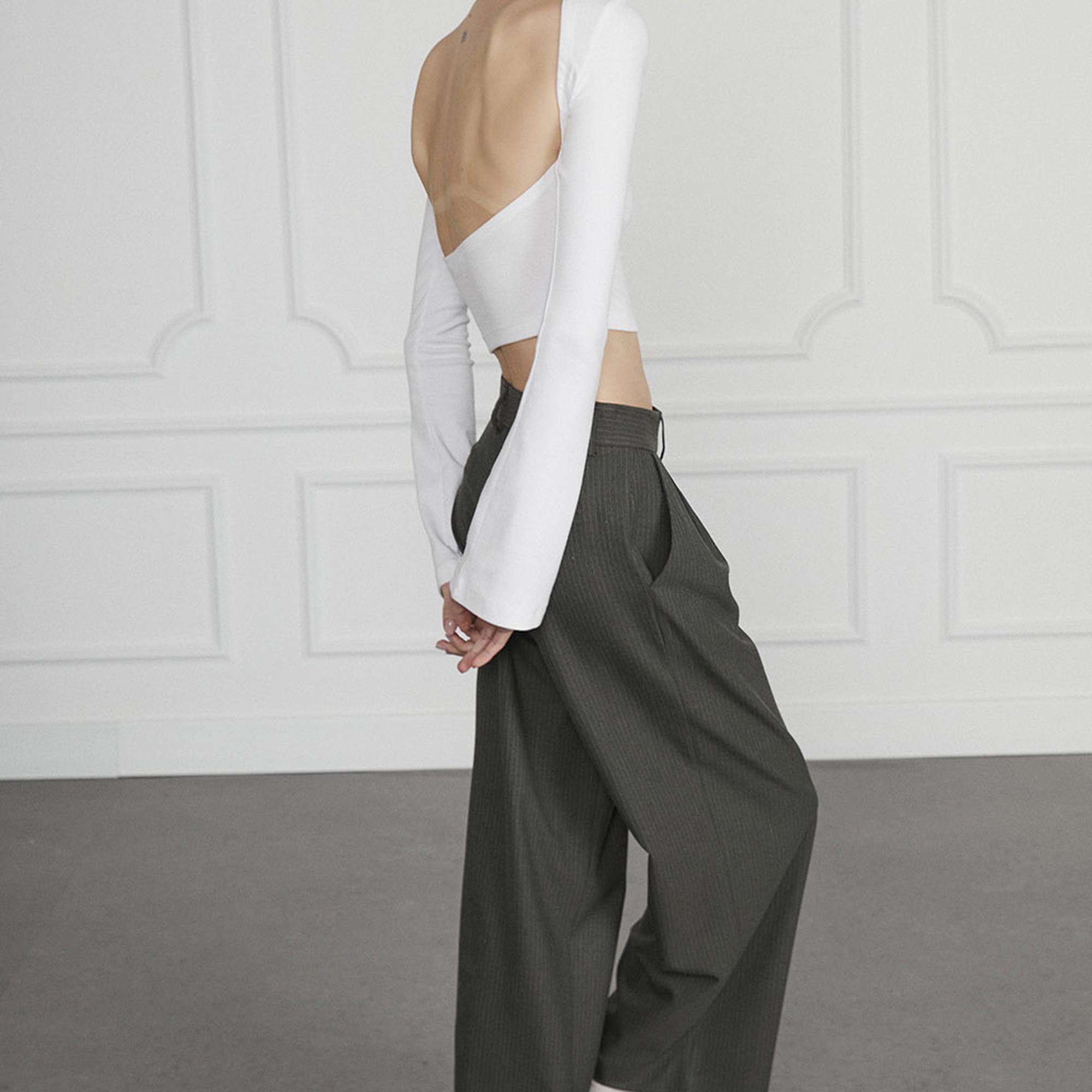 Çizgili Pileli Palazzo Pantolon