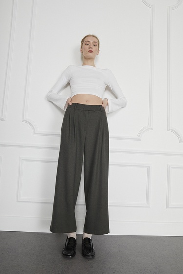  Çizgili Pileli Palazzo Pantolon