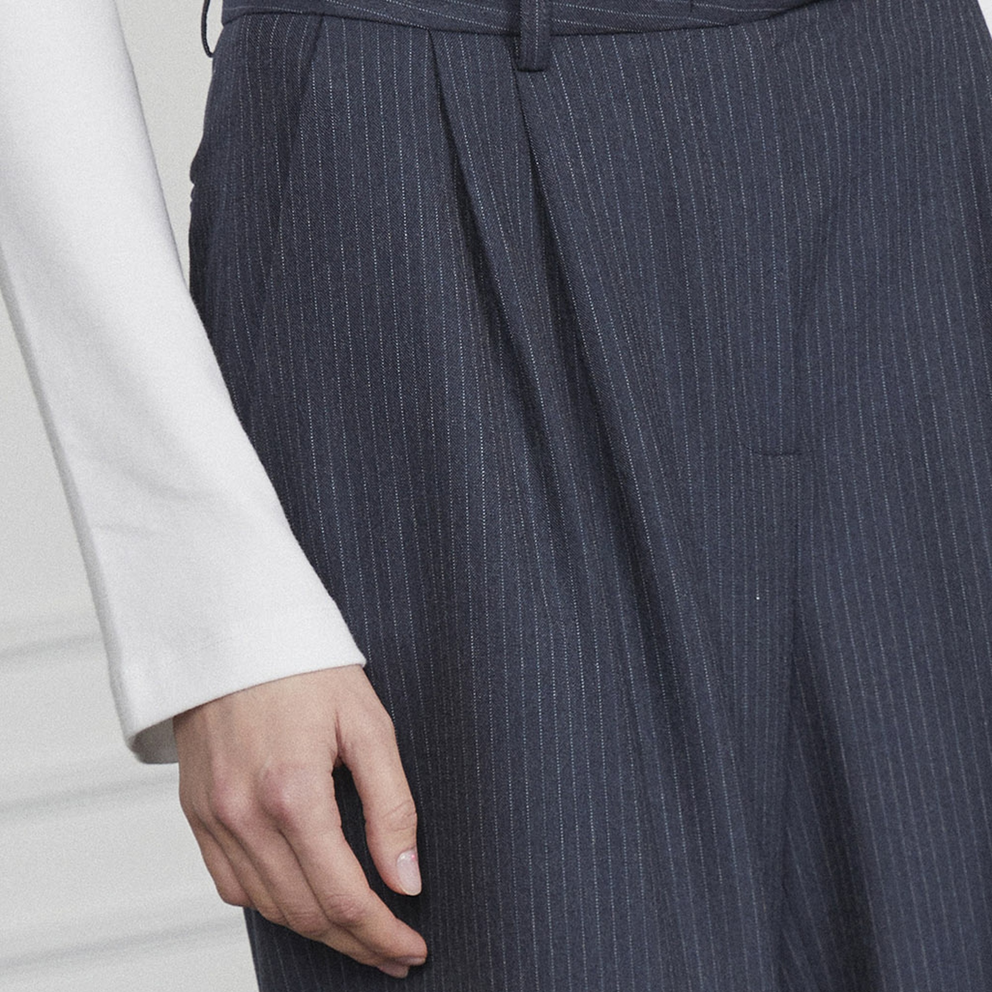 Çizgili Pileli Palazzo Pantolon