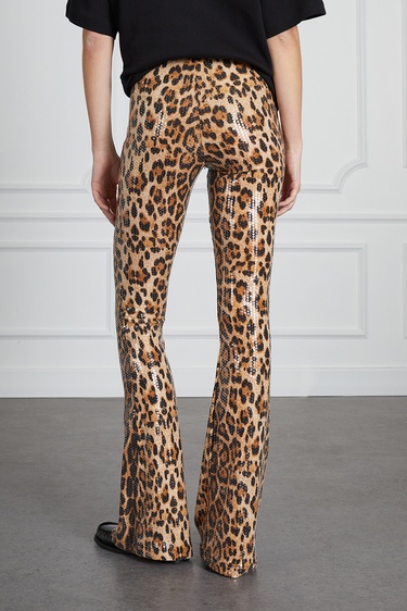  Leopar Desenli Payetli Pantolon